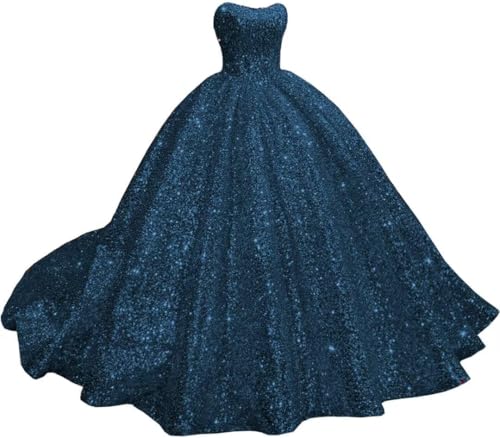 Yifanier Funkelnde trägerlose Quinceanera Kleider mit Pailletten Puffy Ballkleider Langes Ballkleid für Damen Süßes 15 16 Kleid von Yifanier