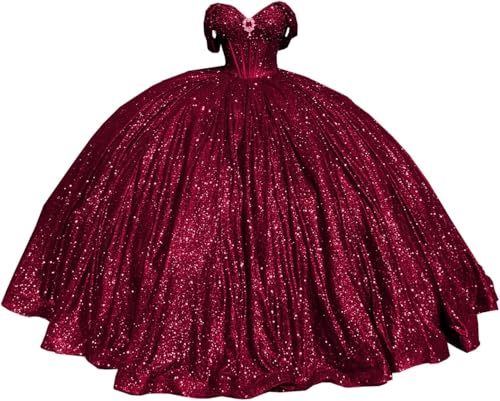 Yifanier Glitzerndes Quinceanera-Kleid mit Perlen und Schleppe bauschiges Ballkleid glitzernde Lange Ballkleider süße 15-16-Kleider MT007 von Yifanier