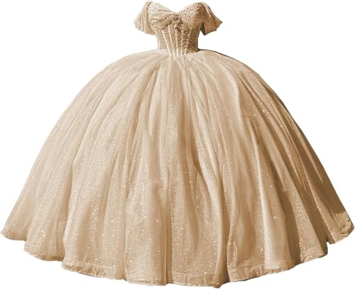 Yifanier Glitzerndes Quinceanera-Kleid mit Perlen und Schleppe bauschiges Ballkleid glitzernde Lange Ballkleider süße 15-16-Kleider MT007 von Yifanier