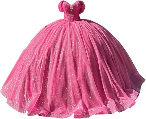 Yifanier Glitzerndes Quinceanera-Kleid mit Perlen und Schleppe bauschiges Ballkleid glitzernde Lange Ballkleider süße 15-16-Kleider MT007 von Yifanier