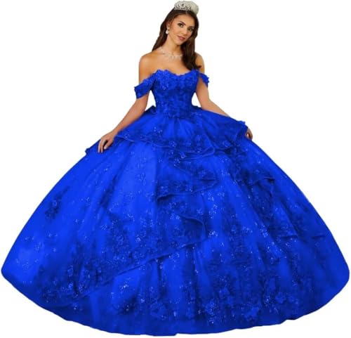 Yifanier Prinzessin Quinceanera-Kleider mit Stufen 3D-Blumen Spitze und Perlen Ballkleider mit Rüschen Sweet 16-Partykleider MT037 von Yifanier