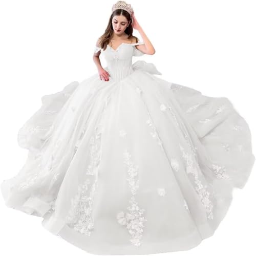 Yifanier Schatz-Ballkleid Tüll-Spitze-Quinceanera-Kleid 3D-Blumen, Schulterfreies Quinceanera-Kleid 15 16 MT011 von Yifanier