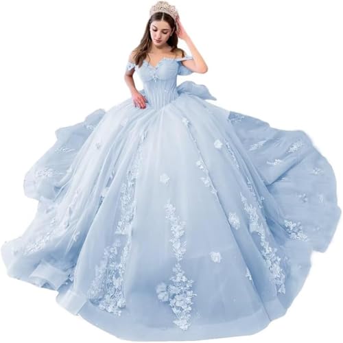 Yifanier Schatz-Ballkleid Tüll-Spitze-Quinceanera-Kleid 3D-Blumen, Schulterfreies Quinceanera-Kleid 15 16 MT011 von Yifanier