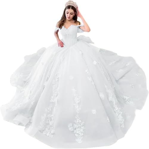 Yifanier Schatz-Ballkleid Tüll-Spitze-Quinceanera-Kleid 3D-Blumen, Schulterfreies Quinceanera-Kleid 15 16 MT011 von Yifanier