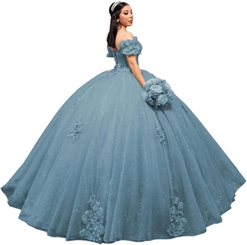 Yifanier Schulterfreie Quinceanera-Kleider Puffy-Tüll Festzugskleider Tüll-Spitze-Applikationen Geburtstagsparty-Kleider MT019 von Yifanier