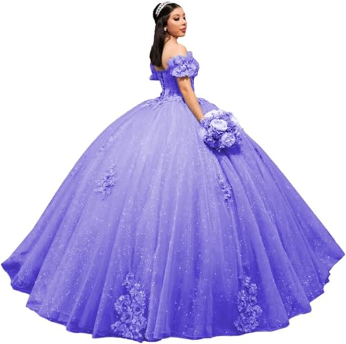 Yifanier Schulterfreie Quinceanera-Kleider Puffy-Tüll Festzugskleider Tüll-Spitze-Applikationen Geburtstagsparty-Kleider MT019 von Yifanier