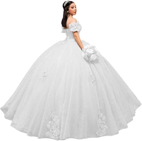 Yifanier Schulterfreie Quinceanera-Kleider Puffy-Tüll Festzugskleider Tüll-Spitze-Applikationen Geburtstagsparty-Kleider MT019 von Yifanier