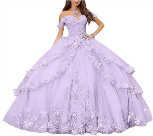 Yifanier Schulterfreie Quinceanera-Kleider für Damen Teenager, Ballkleider 3D-Blumen-Spitzenapplikationen formelles Partykleid MT017 Yifanier Schulterfreie Quinceanera-Kleider für Damen Teenager, Ballkleider 3D-Blumen-Spitzenapplikationen formelles Partykleid MT017 von Yifanier