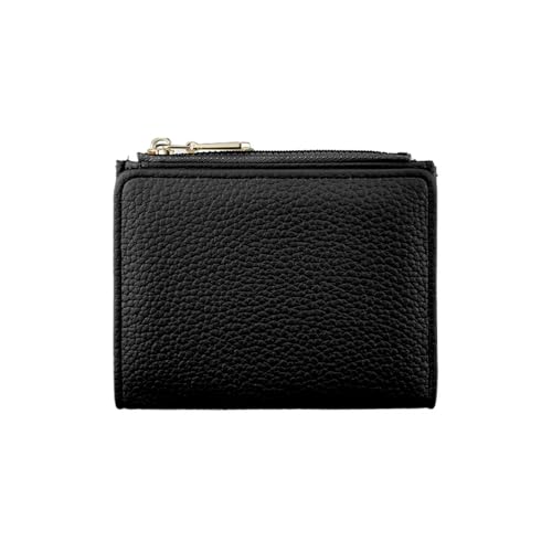 Yifaose Geldbörse Damen Münzbörse Mini Leder Geldbörse mit Reißverschluss Multi-Fach Kartenhalter Portemonnaie Herren Business Kreditkartenetui, Schwarz , 12*9.5*1.5cm von Yifaose