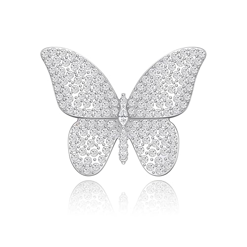 Yifnny Damen Schmetterlingsbrosche, Mode Gold Brosche Pins Halstuch Pin Vintage Brosche Damen Strickjacke Brosche Schmuck Kleidung Accessoires Party Brosche Dekoration (Stil 3 Silber) von Yifnny
