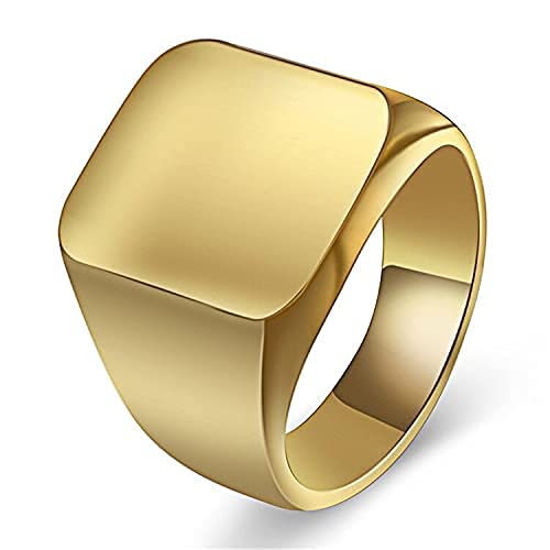 Yifnny Goldring, Siegelring Biker Ringe Goldring Herren Massiv Poliert Edelstahl Daumenring für Männer Glänzende Ziehfingerringe Größe 7-10 (Gold, 9) von Yifnny
