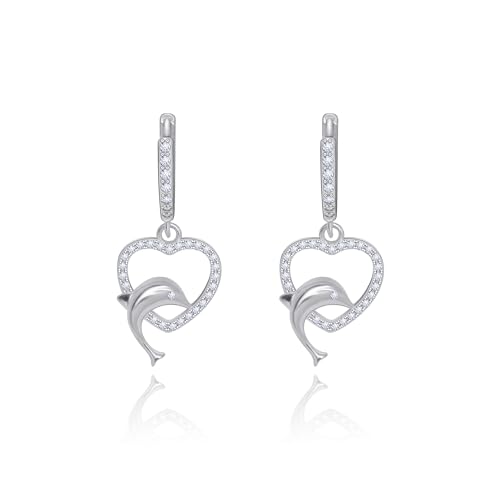 Yifnny Herz-Reifen-Ohrringe,Kleine Reif-Ohrringe Herz-Ohrringe für Frauen Cubic Zirkonia Stern Herz kleine Delphin-Ohrringe Geburtstagsgeschenk Mutter (Delfin silber) von Yifnny