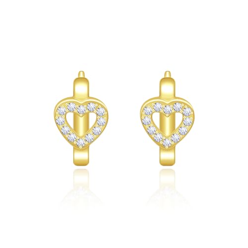 Yifnny Herz-Reifen-Ohrringe,Kleine Reif-Ohrringe Herz-Ohrringe für Frauen Cubic Zirkonia Stern Herz kleine Delphin-Ohrringe Geburtstagsgeschenk Mutter (Herz 1 gold) von Yifnny