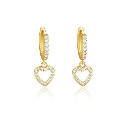 Yifnny Herz-Reifen-Ohrringe,Kleine Reif-Ohrringe Herz-Ohrringe für Frauen Cubic Zirkonia Stern Herz kleine Delphin-Ohrringe Geburtstagsgeschenk Mutter (Herz 2 gold) von Yifnny