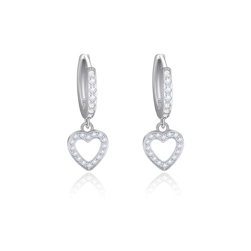 Yifnny Herz-Reifen-Ohrringe,Kleine Reif-Ohrringe Herz-Ohrringe für Frauen Cubic Zirkonia Stern Herz kleine Delphin-Ohrringe Geburtstagsgeschenk Mutter (Herz 2 silber) von Yifnny