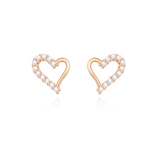 Yifnny Herz-Reifen-Ohrringe,Kleine Reif-Ohrringe Herz-Ohrringe für Frauen Cubic Zirkonia Stern Herz kleine Delphin-Ohrringe Geburtstagsgeschenk Mutter (Herz 3 Roségold) von Yifnny
