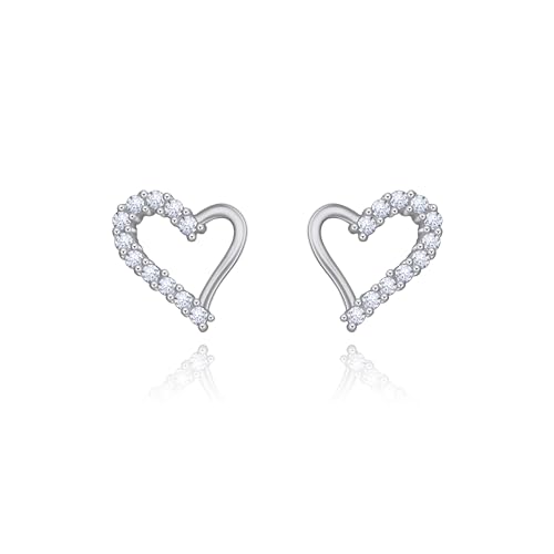 Yifnny Herz-Reifen-Ohrringe,Kleine Reif-Ohrringe Herz-Ohrringe für Frauen Cubic Zirkonia Stern Herz kleine Delphin-Ohrringe Geburtstagsgeschenk Mutter (Herz 3 silber) von Yifnny