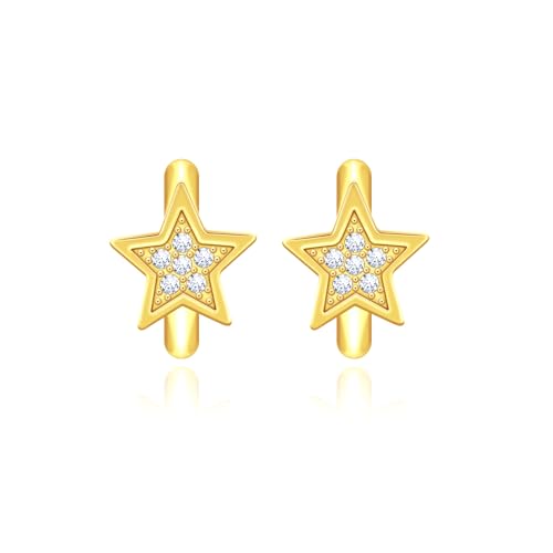Yifnny Herz-Reifen-Ohrringe,Kleine Reif-Ohrringe Herz-Ohrringe für Frauen Cubic Zirkonia Stern Herz kleine Delphin-Ohrringe Geburtstagsgeschenk Mutter (Stern gold) von Yifnny
