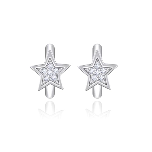Yifnny Herz-Reifen-Ohrringe,Kleine Reif-Ohrringe Herz-Ohrringe für Frauen Cubic Zirkonia Stern Herz kleine Delphin-Ohrringe Geburtstagsgeschenk Mutter (Stern silber) von Yifnny