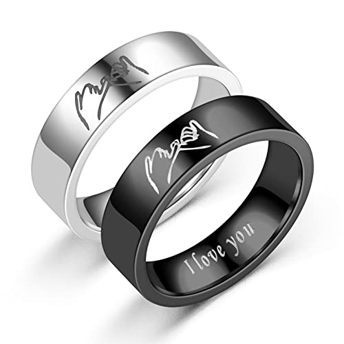 Yifnny Paar Ringe, 2 Stück Pinky Versprechen Ring für Paare Hand in Hand Ring I LOVE YOU Passender Freundschaftsringe Verlobungsring Eheringe Ringe (Pinky Versprechen Ring Größe 10) von Yifnny