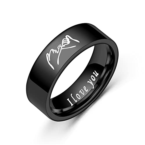 Yifnny Paar Ringe, 2 Stück Pinky Versprechen Ring für Paare I LOVE YOU Passender Freundschaftsringe Verlobungsring Eheringe Ringe für Herren Damen (Pinky Versprechen Ring Männer Größe 10) von Yifnny