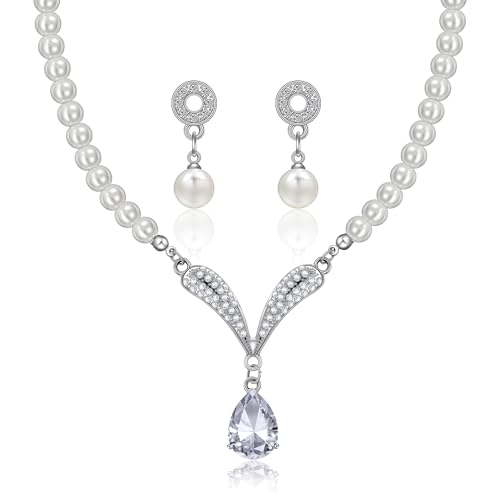 Yifnny Perlenschmuck Sets für Frauen, Faux Pearl Halskette und Ohrringe Armband Set Layered Perlenkette 1920er Jahre Schmuck Set Hochzeit Braut Schmuck Sets Geschenke für Frauen Mom (Stil 6) von Yifnny