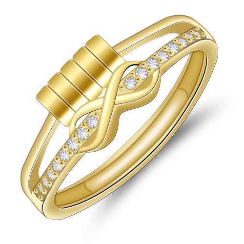 Yifnny Rotierende Ringe für Frauen, Drehbarer Fingerring Offene Ringe Kleine Perlen Verstellbare Ringe Geschenke Frauenschmuck (Stil 2 Gold) von Yifnny