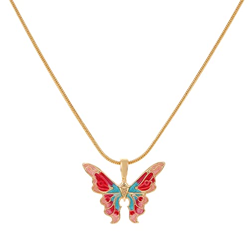 Yifnny Schmetterling Kette, Multi Bunt Schmetterling Anhänger Halskette Damen Kette Schmetterling Schmuck für Damen Mädchen (Gold) von Yifnny