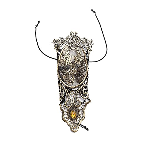 Yifnny Spitzenhandschuhe, Schnüren Fingerlose Spitze Bestickte Handschuhe Handgelenk Lange Fingerlose Handschuhe Halloween Kostüm Zubehör Prom Hochzeitshandschuhe für Frauen (Gold) von Yifnny