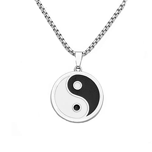 Yifnny Yin Yang Halskette, Edelstahl Yin Yang Taichi BFF Paare Anhänger Halskette Passende Puzzle Best Friend Halskette Yin Yang Gliederkette Halskette für Herren Teenager Frauen (Silber) von Yifnny