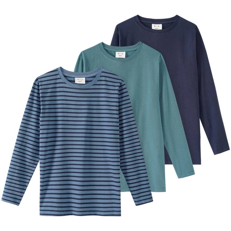 3 Jungen Langarmshirts im Basic-Look von Yigga