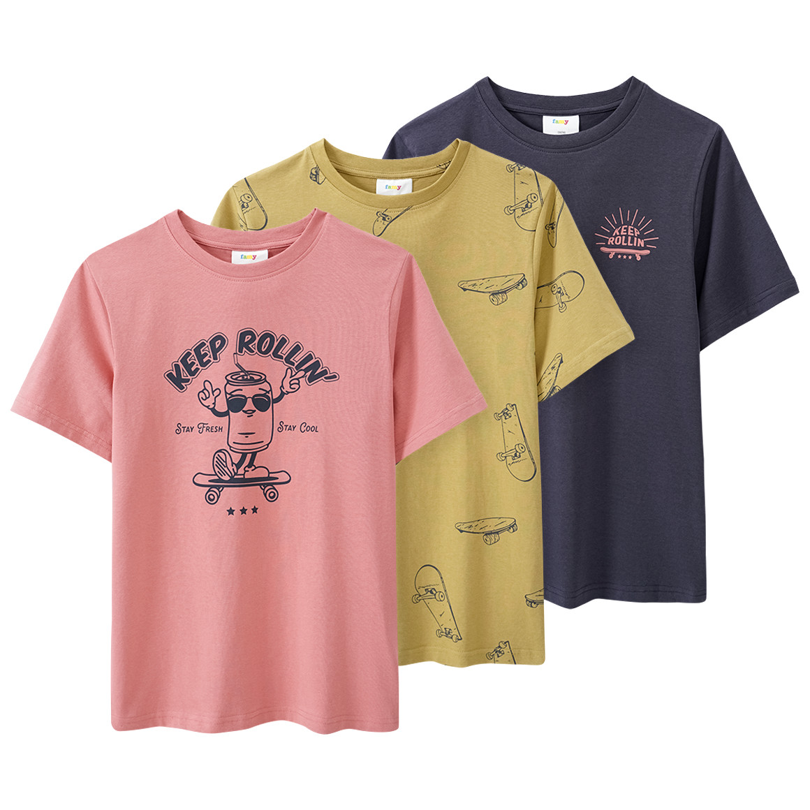 3 Jungen T-Shirts mit Skate-Prints von Yigga