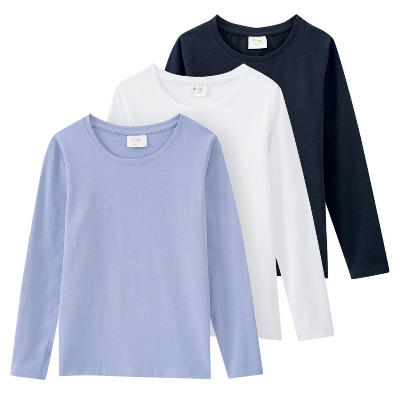 3 Mädchen Langarmshirts in Unifarben von Yigga