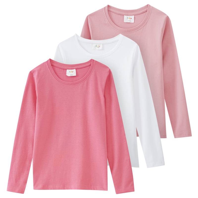 3 Mädchen Langarmshirts in Unifarben von Yigga