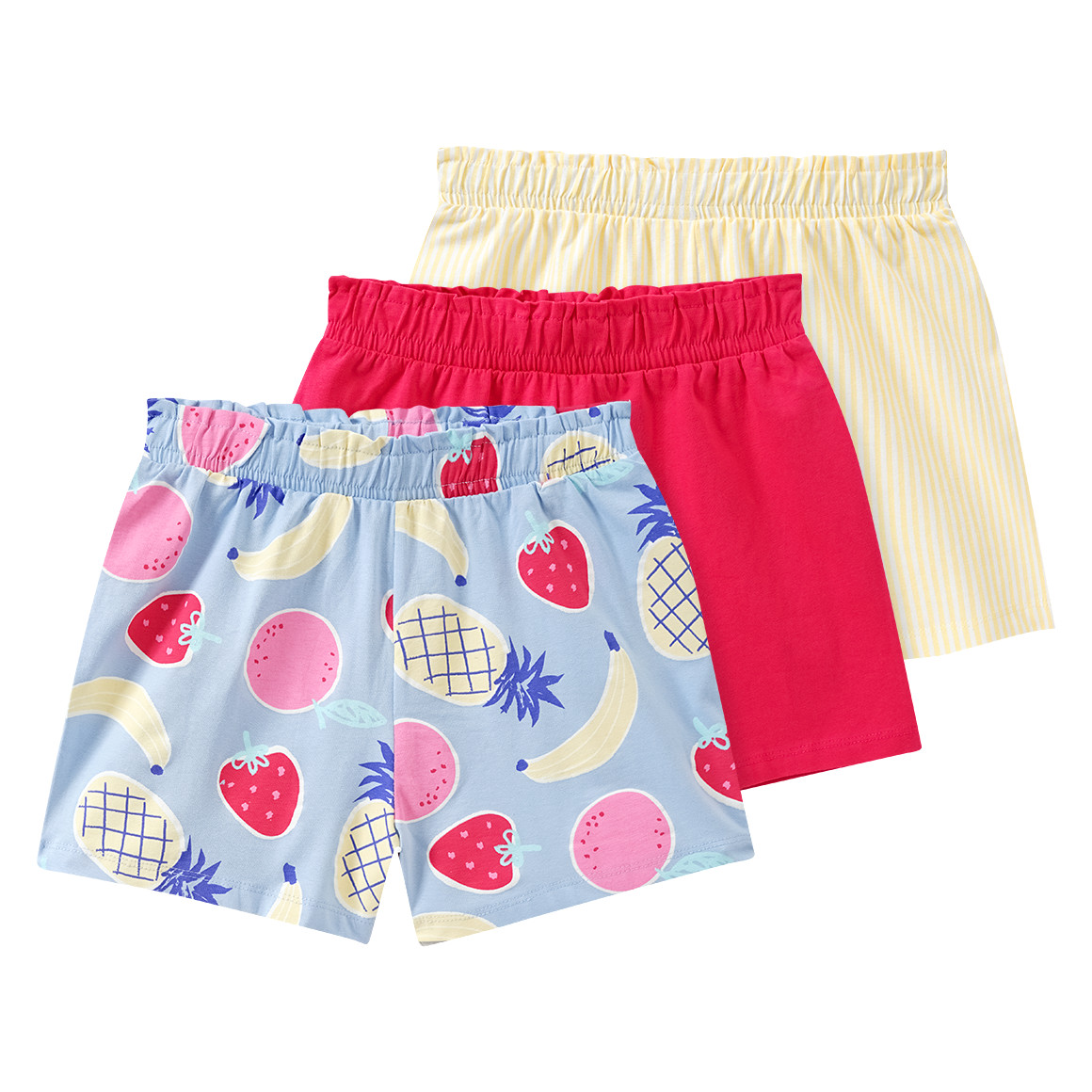 3 Mädchen Shorts mit bunten Motiven von Yigga