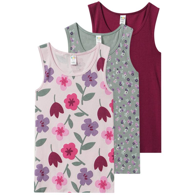 3 Mädchen Unterhemden mit Rippstruktur von Yigga