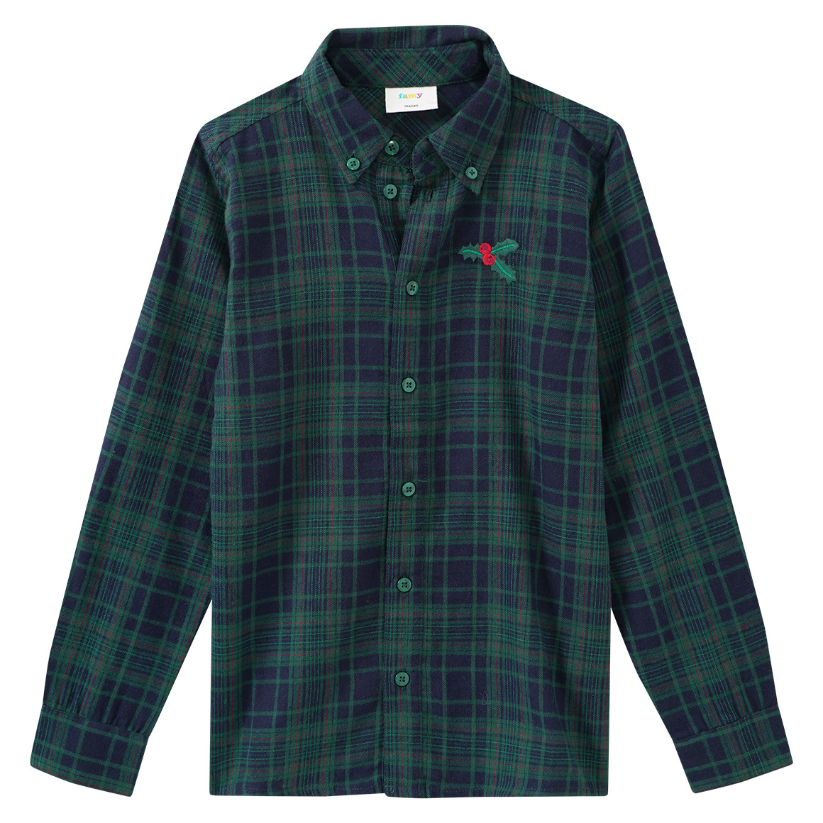 Jungen Weihnachtshemd mit Stickerei von Yigga