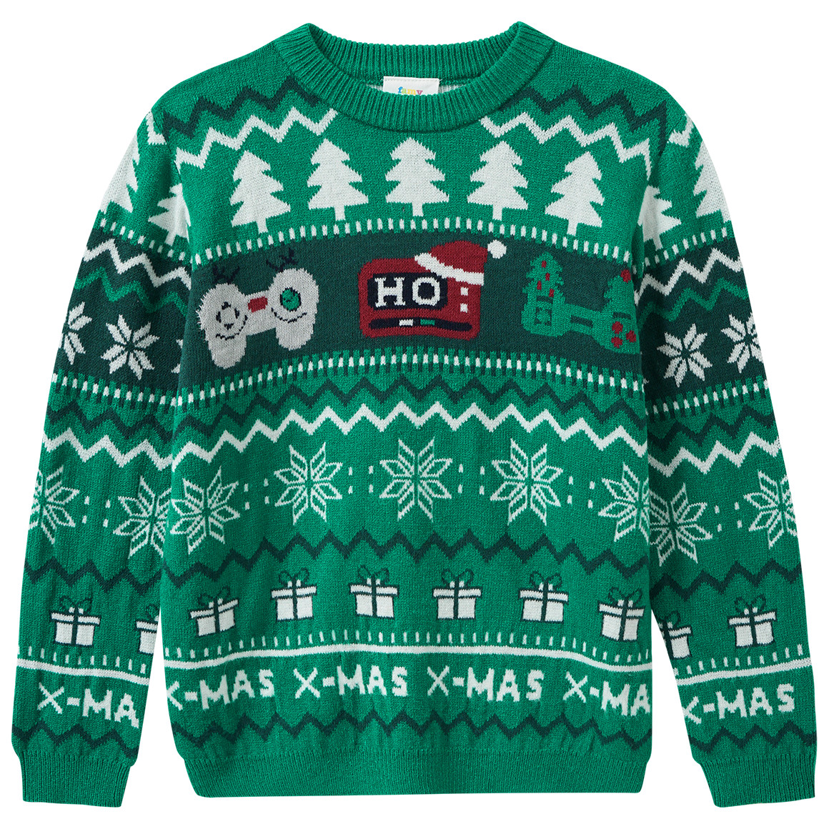 Jungen Weihnachtspullover mit Allover-Muster von Yigga