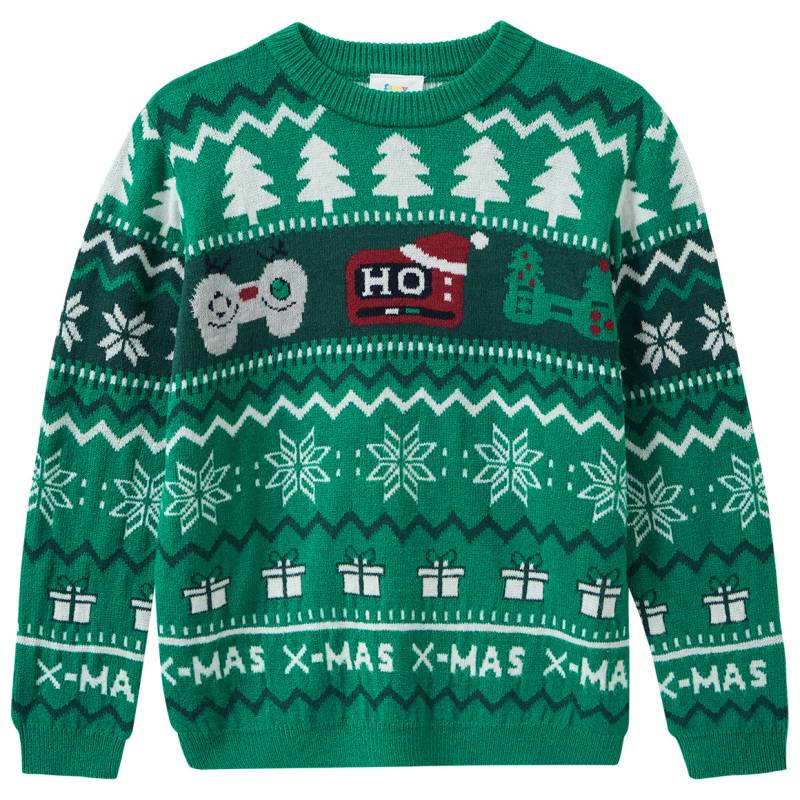 Jungen Weihnachtspullover mit Allover-Muster von Yigga