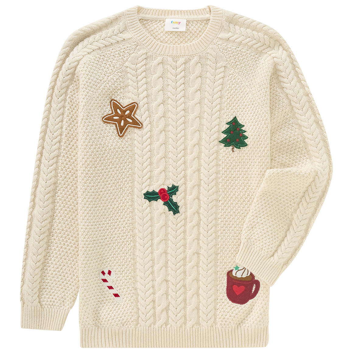 Kinder Weihnachtspullover mit Zopfmuster von Yigga