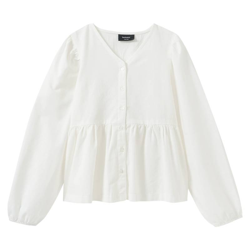 Mädchen Bluse mit Leinen-Anteil von Yigga