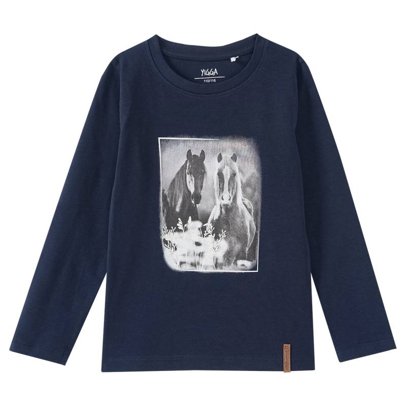 Mädchen Langarmshirt mit Pferde-Motiv von Yigga