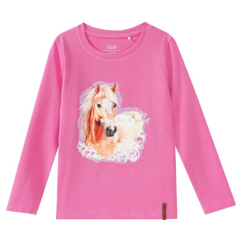 Mädchen Langarmshirt mit Pferde-Motiv von Yigga