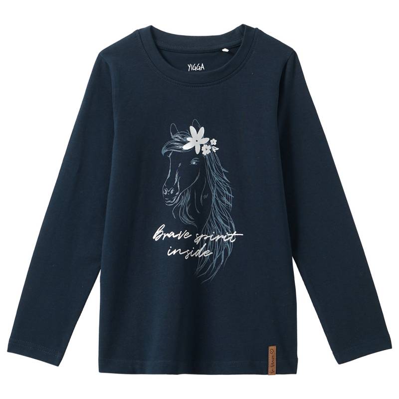 Mädchen Langarmshirt mit Pferde-Print von Yigga