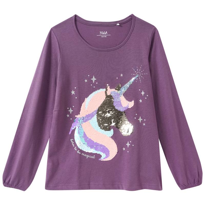 Mädchen Langarmshirt mit Wendepailletten von Yigga