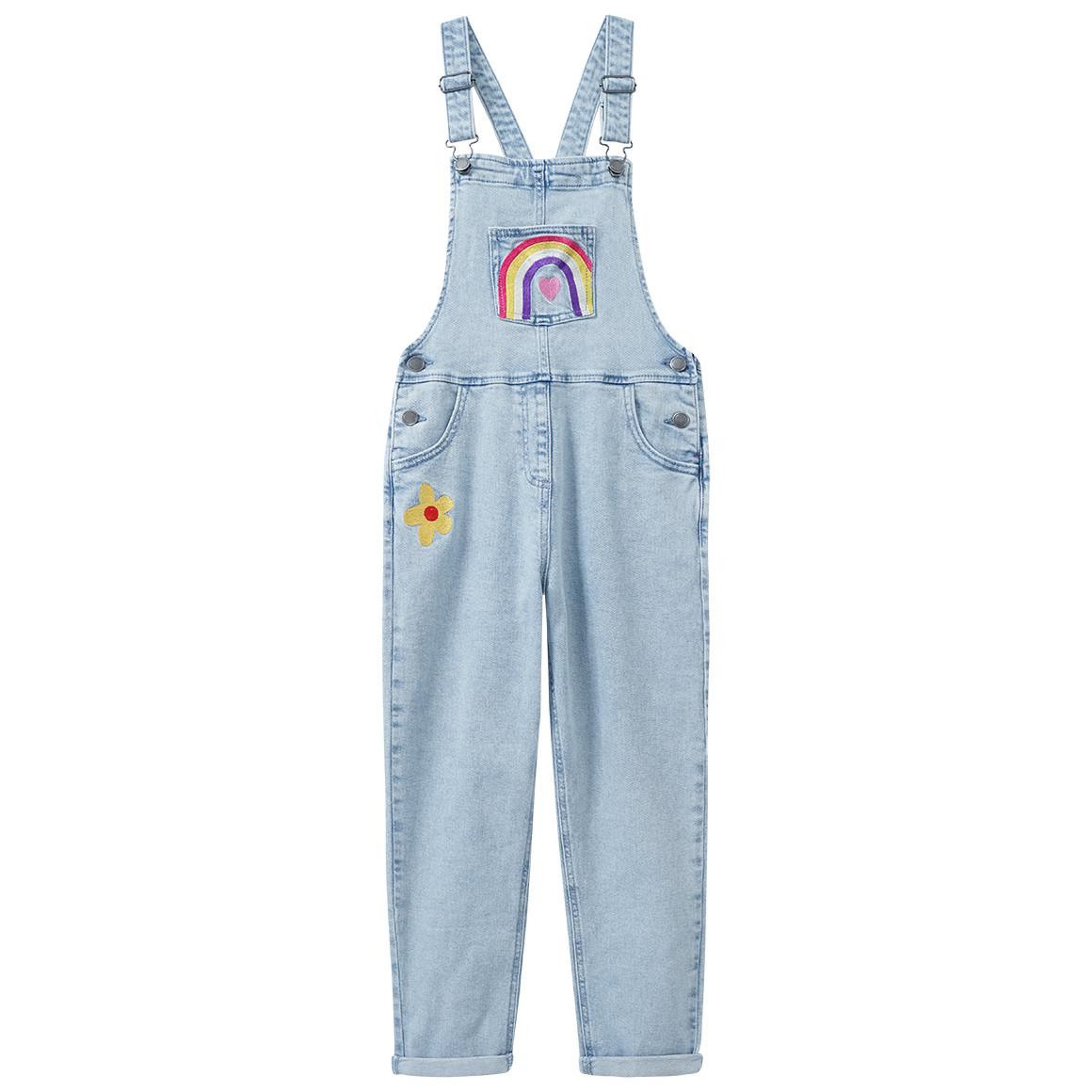 Mädchen Latzhose mit bunten Stickereien von Yigga