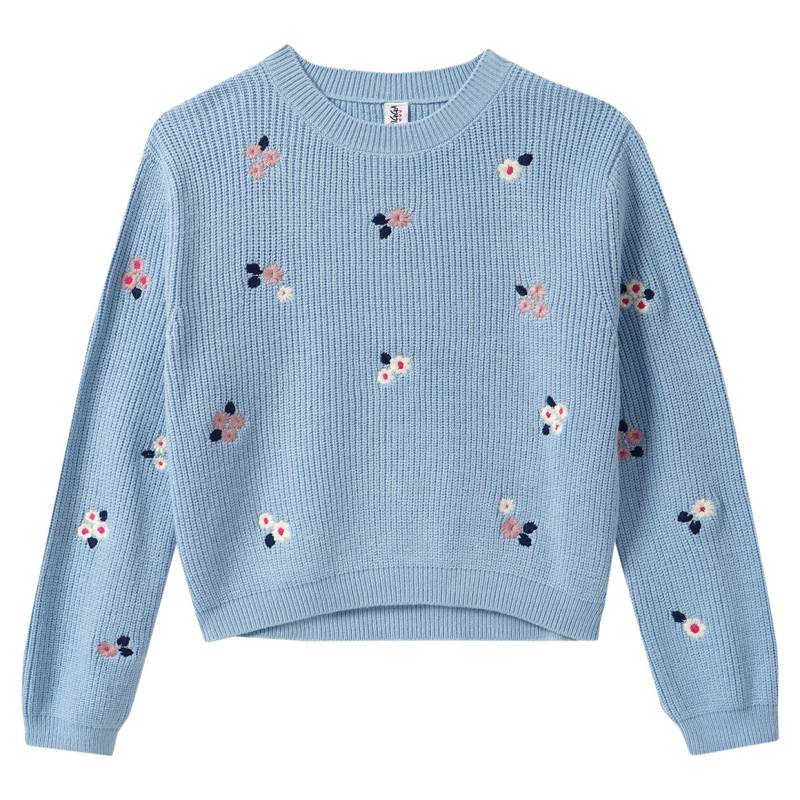 Mädchen Strickpullover mit Blümchen-Stickerei von Yigga