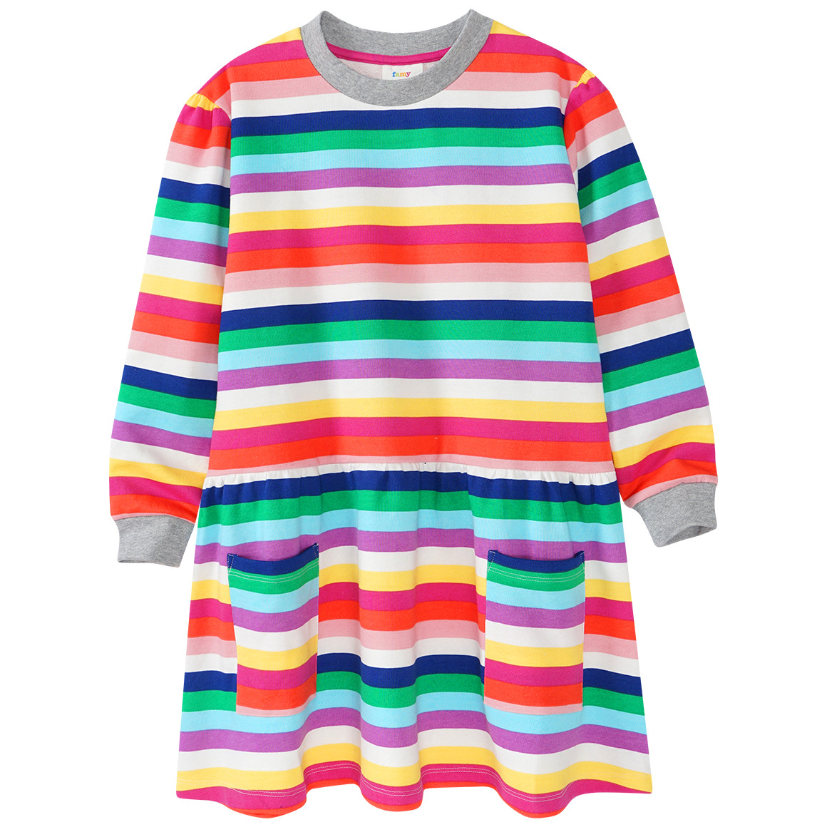 Mädchen Sweatkleid in bunten Regenbogenfarben von Yigga