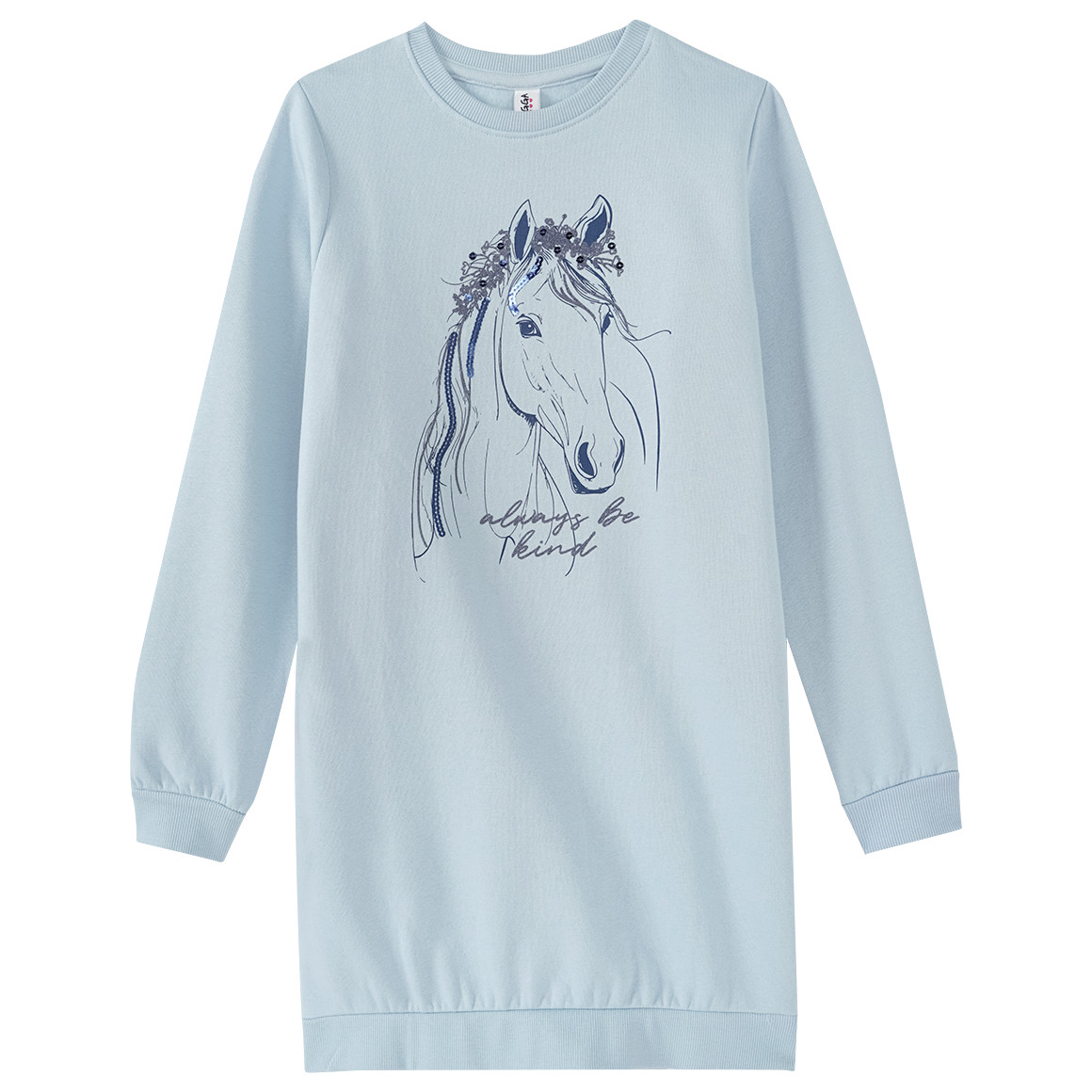 Mädchen Sweatkleid mit Pferde-Motiv von Yigga