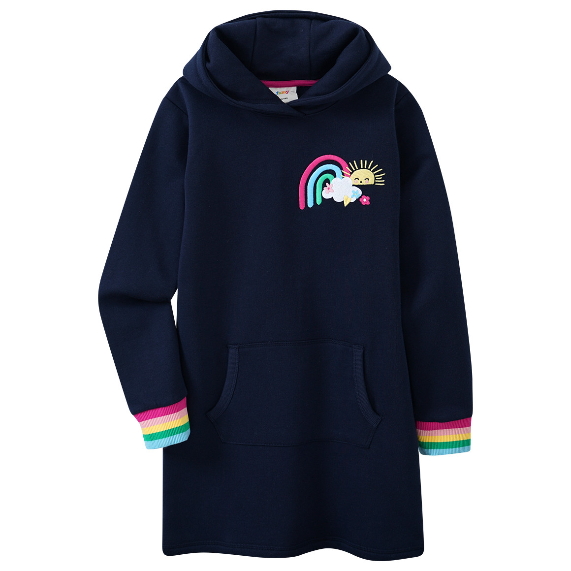 Mädchen Sweatkleid mit Regenbogen-Stickerei von Yigga